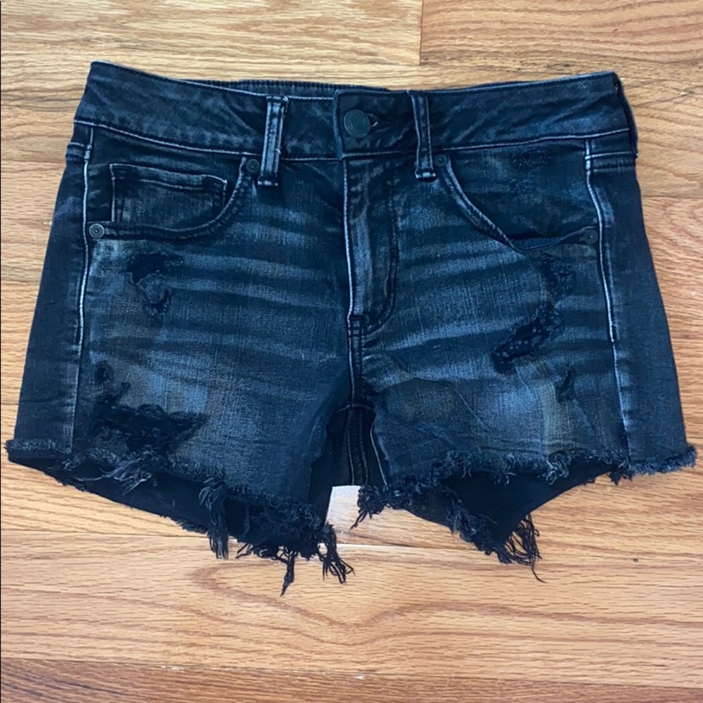 Black jean shorts